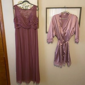 David’s Bridal Bridesmaid Dress and Matching Robe